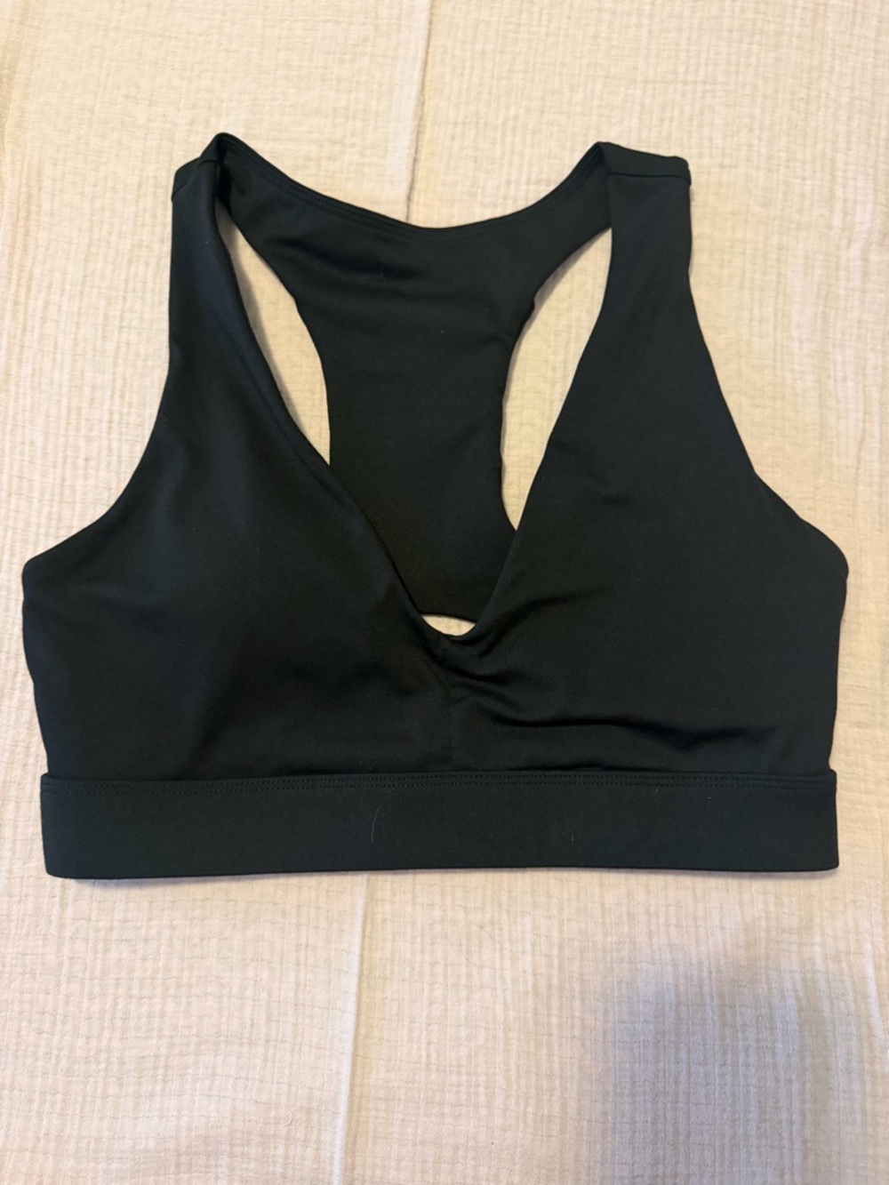 Fabletics Black V-Plunge Racerback Sports Bra